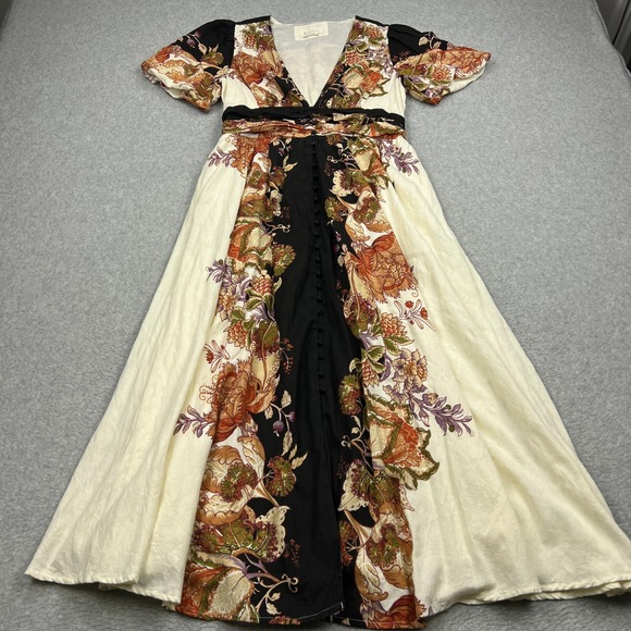 Anthropologie Dresses & Skirts - Anthropologie Catalina Button Front Dress Womens Medium Floral V-Neck Midi